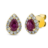Ohrstecker 18 kt GG, 26 Brill. 0,34 ct, TW-si, 2 Rubine 1,00 ct rot
