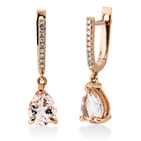 Ohrschmuck 18 kt RG, 18 Dia. 0,07 ct, TW-si, 2 Morganit 1,77 ct rosa