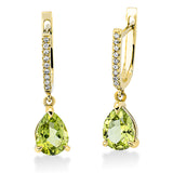 Ohrschmuck 18 kt GG, 18 Dia. 0,07 ct, TW-si, 2 Peridot 2,30 ct grün