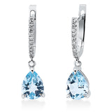 Ohrschmuck 18 kt WG, 18 Dia. 0,07 ct, TW-si, 2 Topase 2,64 ct sky blue