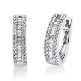 Creolen 18 kt WG, 32 Bag. 0,19 ct, TW-si, 56 Brill. 0,12 ct, W-si