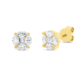 Ohrstecker 18 kt GG, 2 Princ. 0,12 ct, TW-si, 8 Nav. 0,44 ct, TW-si