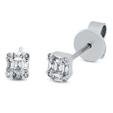 Ohrstecker 18 kt WG, 10 Bag. 0,13 ct, TW-si, 8 Brill. 0,03 ct, TW-si