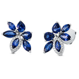 Ohrstecker 18 kt WG, 32 Brill. 0,11 ct, TW-vsi/si, 4 Saphire 1,02 ct blau, 8 Saphire 1,61 ct blau