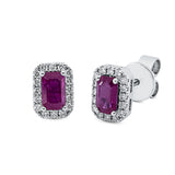 Ohrstecker 18 kt WG, 32 Brill. 0,15 ct, TW-si, 2 Rubine 0,73 ct rot