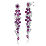 Ohrschmuck 18 kt WG, 6 Tropfen 0,30 ct, 6 Nav. 0,41 ct,54 Brill. 0,59 ct, TW-si, 30 Rubine 3,91 ct rot