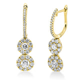 Ohrschmuck 18 kt GG, 2 Brill. 0,19 ct, TW-si, 2 Brill. 0,40 ct, TW-si, 62 Brill. 0,87 ct, TW-si