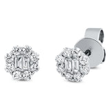 Ohrstecker 18 kt WG, 4 Bag. 0,06 ct, TW-si, 16 Brill. 0,21 ct, TW-pi