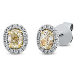 Ohrstecker 18 kt WG+GG, GIA: 2pcs, 2 Oval 1,11 ct, gelb-vsi, 32 Brill. 0,21 ct, TW-vsi/si