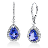 Ohrschmuck 14 kt WG, 64 Brill. 1,13 ct, TW-si, 2 Tansanit 5,47 ct blau