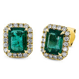 Ohrstecker 18 kt GG, 36 Brill. 0,55 ct, TW-si, 2 Smaragde 3,26 ct grün