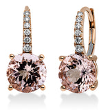 Ohrschmuck 18 kt RG, 12 Brill. 0,15 ct, TW-si, 2 Morganit 3,79 ct rosa