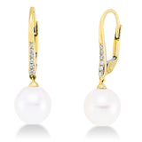 Ohrschmuck 18 kt GG, 12 Brill. 0,07 ct, TW-si, 2 SW weiß 9 mm