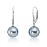 Ohrschmuck 18 kt WG, 12 Brill. 0,07 ct, TW-si, 2 TA silbergrau 10,5 mm