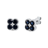 Ohrstecker 18 kt WG, 2 Brill. 0,03 ct, TW-si, 8 Saphire 0,96 ct blau
