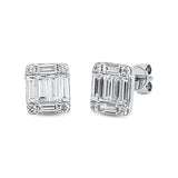 Ohrstecker 18 kt WG, 12 Bag. 0,76 ct, TW-si, 8 Brill. 0,12 ct, TW-si