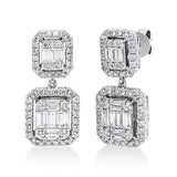 Ohrschmuck 18 kt WG, 8 Brill. 0,17 ct, TW-si, 24 Bag. 0,67 ct, TW-si, 100 Brill. 0,71 ct, TW-si