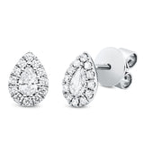 Ohrstecker 18 kt WG, 2 Tropfen 0,29 ct, TW-si, 24 Brill. 0,23 ct, TW-si