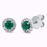 Ohrstecker 18 kt WG, 24 Brill. 0,24 ct, TW-si, 2 Smaragde 0,51 ct grün