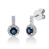 Ohrstecker 18 kt WG, 34 Brill. 0,19 ct, TW-si, 2 Saphire 0,71 ct blau