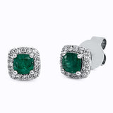 Ohrstecker 18 kt WG, 32 Brill. 0,19 ct, TW-si, 2 Smaragde 0,59 ct grün