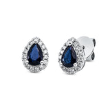 Ohrstecker 18 kt WG, 30 Brill. 0,23 ct, TW-si, 2 Saphire 0,99 ct blau