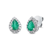 Ohrstecker 18 kt WG, 30 Brill. 0,23 ct, TW-si, 2 Smaragde 0,75 ct grün
