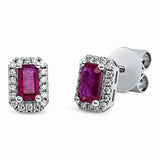 Ohrstecker 18 kt WG, 36 Brill. 0,14 ct, TW-si, 2 Rubine 0,57 ct rot