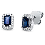 Ohrstecker 18 kt WG, 36 Brill. 0,14 ct, TW-si, 2 Saphire 0,73 ct blau