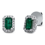 Ohrstecker 18 kt WG, 36 Brill. 0,13 ct, TW-si, 2 Smaragde 0,49 ct grün