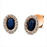 Ohrstecker 18 kt RG, 32 Brill. 0,14 ct, TW-si, 2 Saphire 1,20 ct blau
