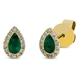 Ohrstecker 18 kt GG, 28 Brill. 0,13 ct, TW-si, 2 Smaragde 0,44 ct grün