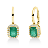 Ohrschmuck 18 kt GG, 36 Brill. 0,25 ct, TW-si, 2 Smaragde 1,80 ct grün