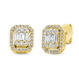 Ohrschmuck 18 kt GG, 6 Bag. 0,18 ct, F-vsi, 60 Brill. 0,27 ct, F-si