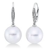 Ohrschmuck 18 kt WG, 14 Brill. 0,07 ct, TW-si, 2 SS weiß 12 mm