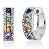 Creolen 18 kt WG, 56 Brill. 0,27 ct, TW-si, 14 Saphire 1,05 ct multicolor