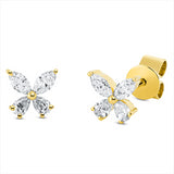 Ohrstecker 18 kt GG, 4 Nav. 0,18 ct, TW-vsi, 4 Tropfen 0,13 ct, TW-vsi