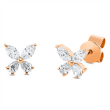 Ohrstecker 18 kt RG, 4 Tropfen 0,14 ct, TW-vsi, 4 Nav. 0,18 ct, TW-vsi