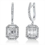 Ohrschmuck 14 kt WG, 6 Bag. 0,62 ct, F-vsi, 84 Brill. 0,81 ct, F-si