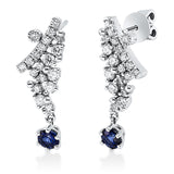 Ohrschmuck 18 kt WG, 10 Brill. 0,41 ct, F-si, 28 Brill. 0,40 ct, F-si, 2 Saphire 0,58 ct blau
