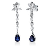 Ohrschmuck 18 kt WG, 14 Nav. 0,94 ct, F-vsi, 6 Brill. 0,27 ct, F-si, 2 Saphire 1,62 ct blau