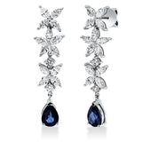 Ohrschmuck 18 kt WG, 26 Nav. 1,66 ct, F-vsi, 4 Brill. 0,18 ct, F-si, 2 Saphire 1,55 ct blau