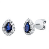 Ohrstecker 18 kt WG, 28 Brill. 0,32 ct, F-si, 2 Saphire 0,86 ct blau
