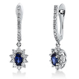 Ohrschmuck 18 kt WG, 20 Brill. 0,44 ct, F-si, 20 Brill. 0,20 ct, F-si, 2 Saphire 0,75 ct blau