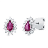 Ohrstecker 18 kt WG, 26 Brill. 0,24 ct, F-si, 2 Rubine 0,51 ct rot