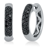 Creolen 18 kt WG, Fassung schwarz rhodiniert, 32 Brill. 0,38 ct, schwarz