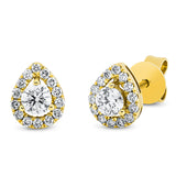 Ohrstecker 18 kt GG, 2 Brill. 0,22 ct, W-si, 28 Brill. 0,15 ct, W-si