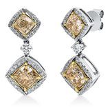 Ohrschmuck 18 kt WG+GG, 2 Cush 1,64 ct, 2 Cush 3,08 ct, gelb, 2 Brill. 0,22 ct, 56 Brill. 0,37 ct, vsi/si