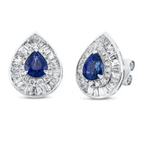 Ohrstecker 18 kt WG, 49 Trap. 0,99 ct, TW-si, 30 Brill. 0,22 ct, TW-si, 2 Saphire 1,81 ct blau