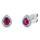 Ohrstecker 18 kt WG, 40 Brill. 0,10 ct, W-pi, 2 Rubine 0,61 ct rot
